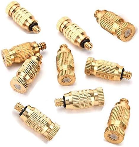 20pcs Garden Brass Misting Nozzles High Pressure Spray Misting Nozzle Atomizing Nozzle for Greenhouse,Landscaping,Dust Control,Outdoor Cooling System,0.008inch Orifice (0.2mm), 3/16 UNC