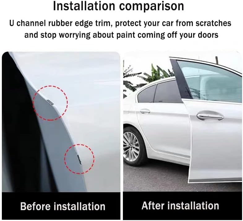 Edge Trim Self Adhesive Rubber U Channel Edge Trim Metal Edge Protection Guard for Most Car Doors, Hatches, Lockers, Panels (20Ft, White)