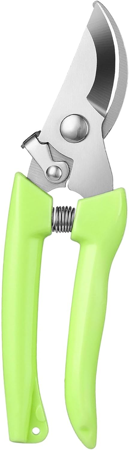 Garden Flower Shears Pruning Shears 6.9 inches Scissors Heavy Duty Plant Scissors for Cutting Flowers, Trimming Plants, Bonsai, Fruits Picking (Green Handle)