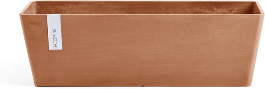 Ecopots Bruges Durable Modern Rectangular Indoor/Outdoor Recycled-Based Composite Flower Pot Planter, Terracotta Color, 17.75"