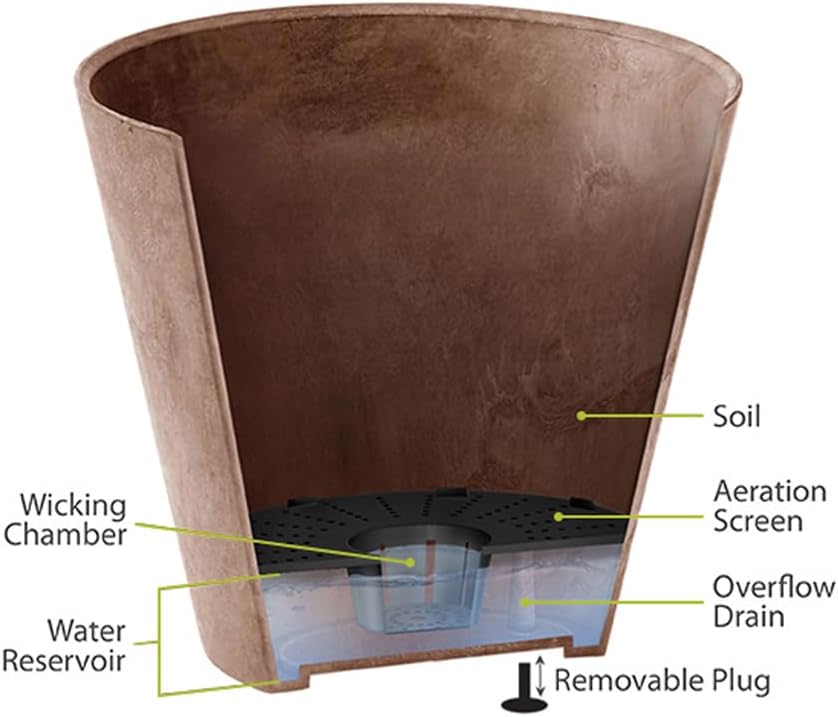 Root & Vessel Self Watering Hanging Planter for Indoor or Outdoor Plants, Unique Marbled Hanging Basket Made of Eco-Friendly Blend of Stone & Plastic, Gray, 12"