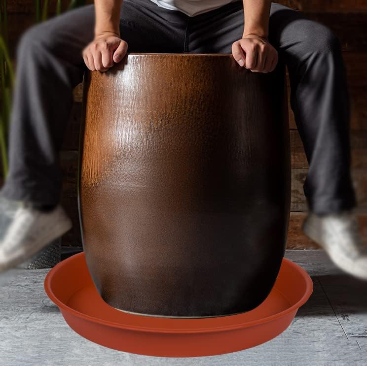 4 Pack of 18 19 inch Plant Saucer, Deep Heavy Duty Plastic Saucer 18" Round, Plant Tray for Pots, Plant Saucers for Indoors, Plant Trays for Planter 17-20" (19 inch, Terracotta)