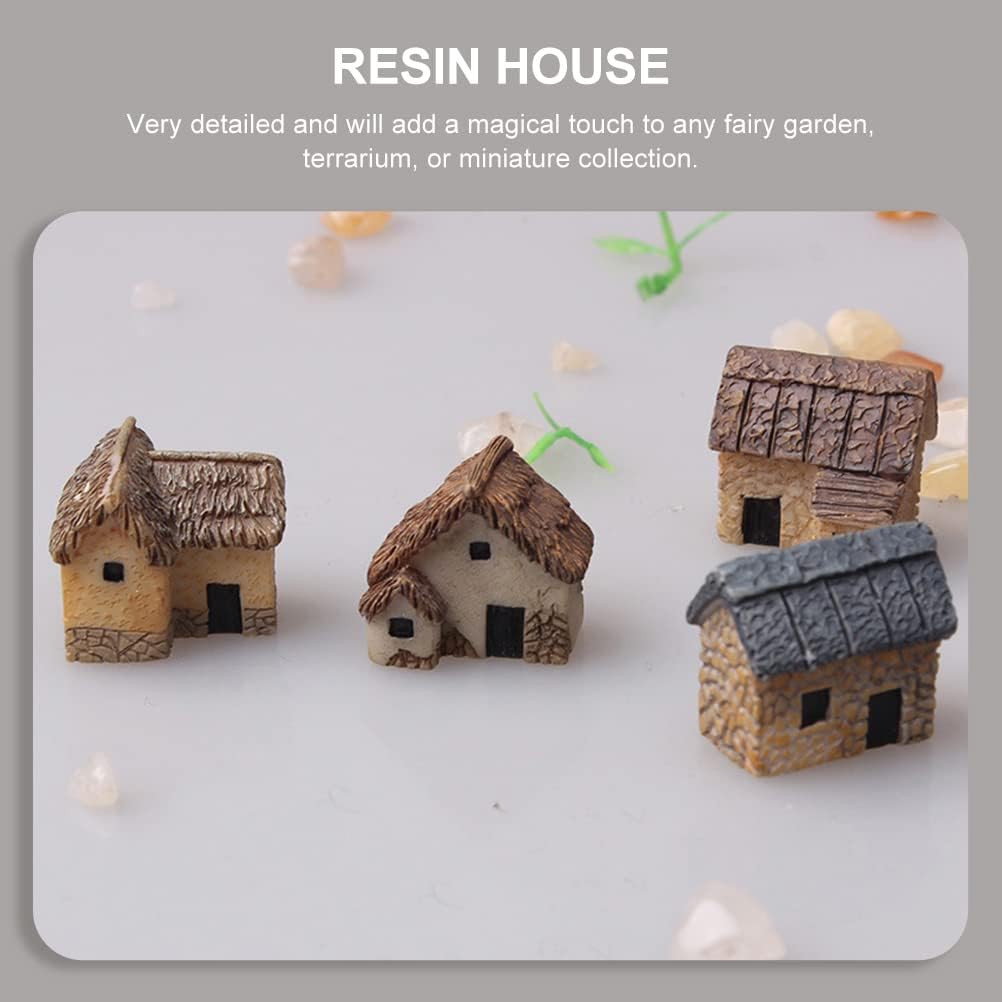 Miniature Fairy Garden Stone House - 12 Pieces Resin Moss Mini Cottage for Home Decoration & Outdoor Decor