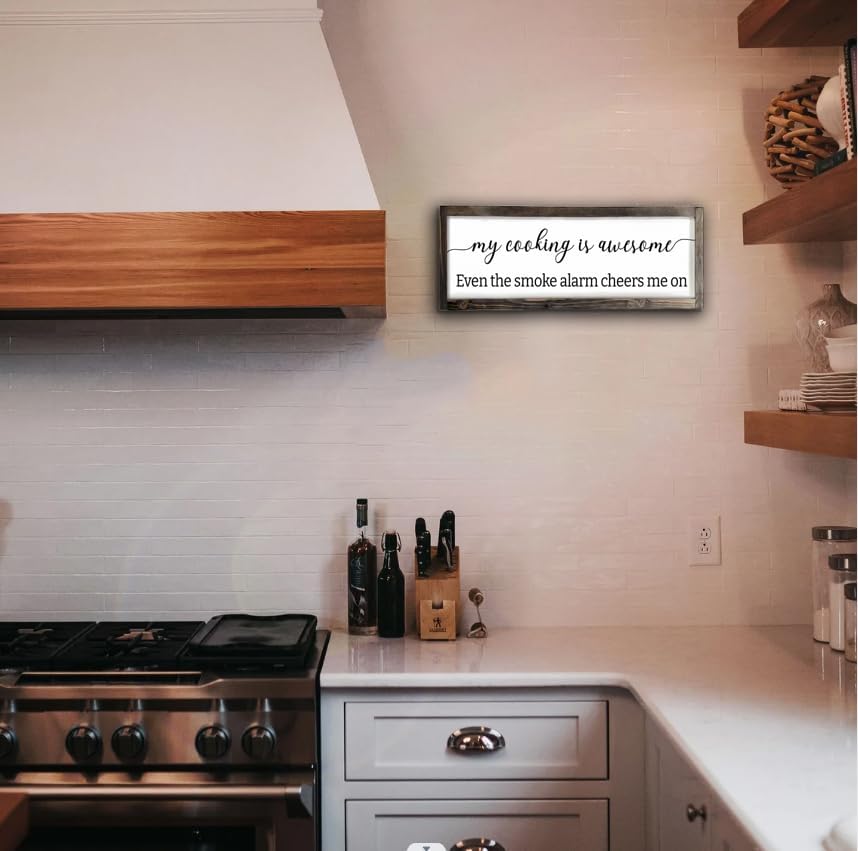 Dazingart Funny Kitchen Sign, My Cooking Is So Awesome, Farmhouse Kitchen Wall Decor,Rustic Quote Wooden Plaque Hanging For Housewarming (cooking)