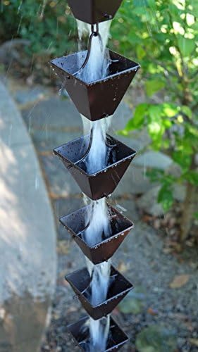 Nutshell Stores Medium Square Cups Rain Chain - Bronze - 17 Feet