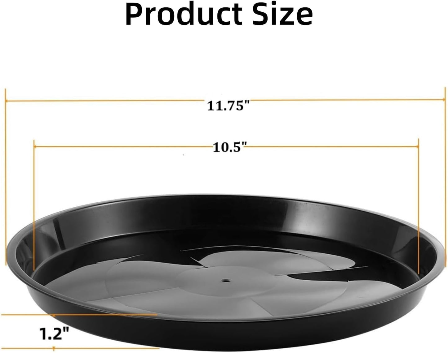Kichwit 4 Pack 11.75 Inch Plant Saucer, Round Plastic Plant Trays for Indoor & Outdoor (Black, 11.75 Inch)