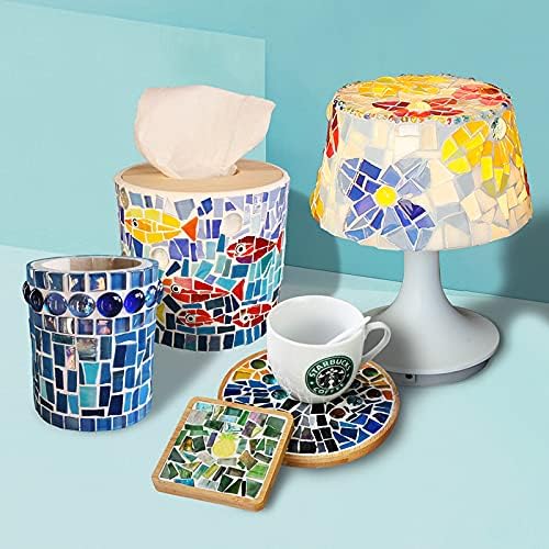 1.1lb Irregular Crystal Mosaic Tiles,Small Mosaic Tile DIY Hobbies Children Handmade Crystal Craft for Crafts Bulk DIY Picture Frames Handmade Jewelry Coaster (Mix Color Series)