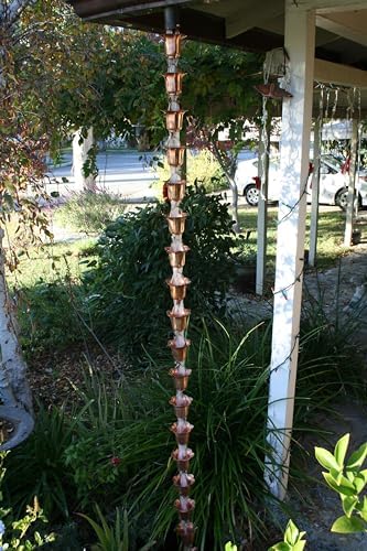 Nutshell Stores Flower Cups Rain Chain - Copper - 12 Feet