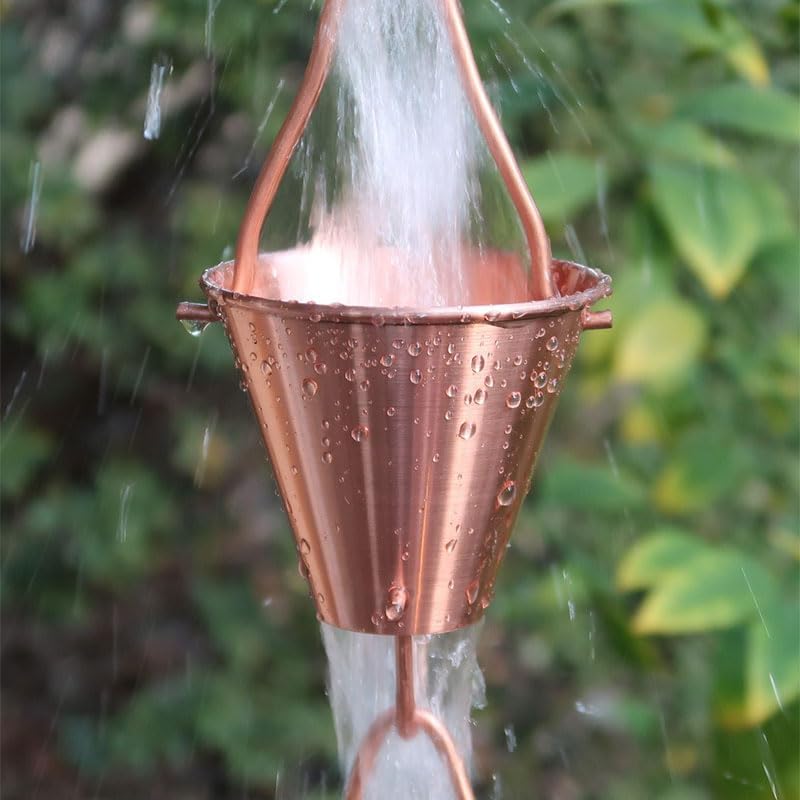 Nutshell Stores Steel Cups Rain Chain - Copper Plated - 17 Feet