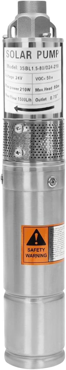 DC 24V 210W Deep Well Submersible Pump,3" Solar Pump w/MPPT Controller,Bore Deep Well Water Pump & Control Box for Industrial,Irrigation & Home Use