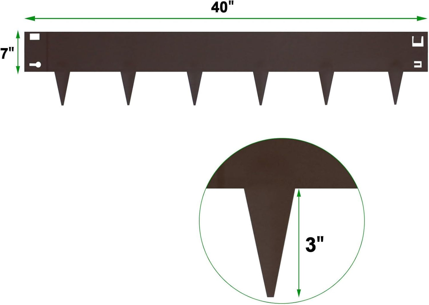 5 Pack Steel Landscape Edging,Metal Landscape Edging 40 Inch Strips, Brown Metal Garden Edging 7 inch Depth, Steel Edging for Landscaping, Brown