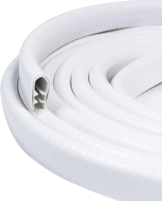 Edge Trim White U-Channel Rubber Trim Edge with Metal 1/2" X 3/8" - Fit Gap 3/64" to1/4 Car Door Edge Sealing Strip, PVC Weather Stripping with Steel, Metal Edge Protector, 12FT