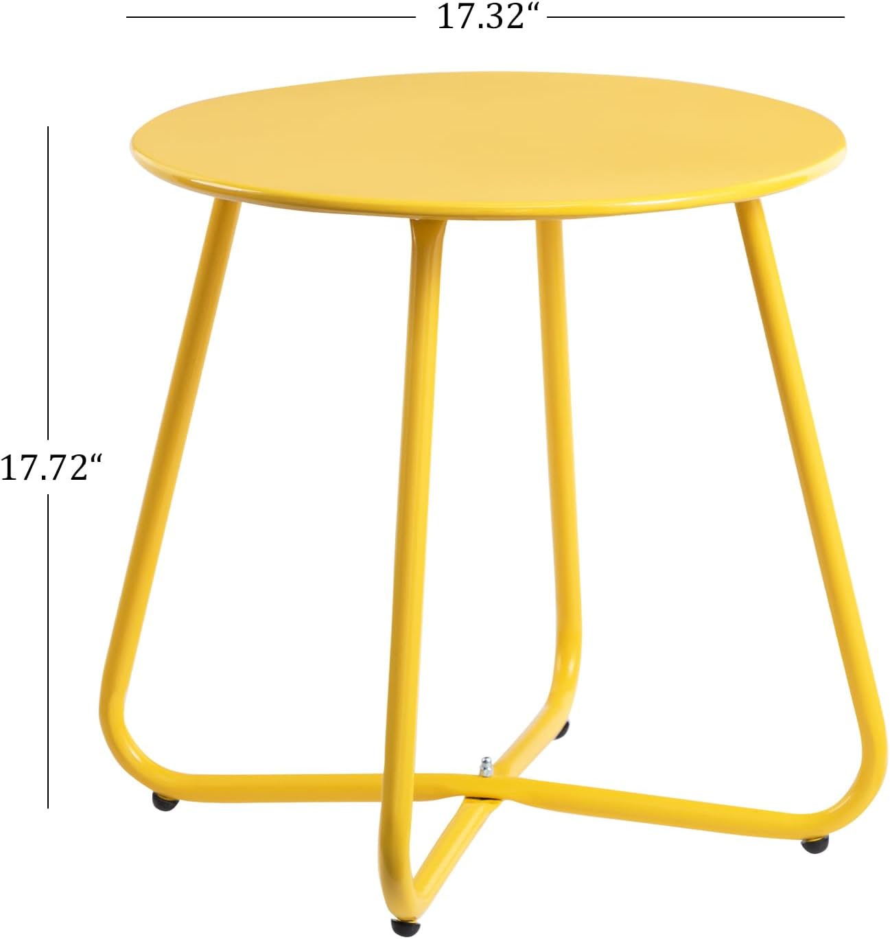 HollyHOME Round Metal Side Table, Rust-Resistant Patio Small Plant Stand, Outdoor 17.32'' Portable End Table for Balconies, Gardens, Living Rooms and Bedrooms, Yellow