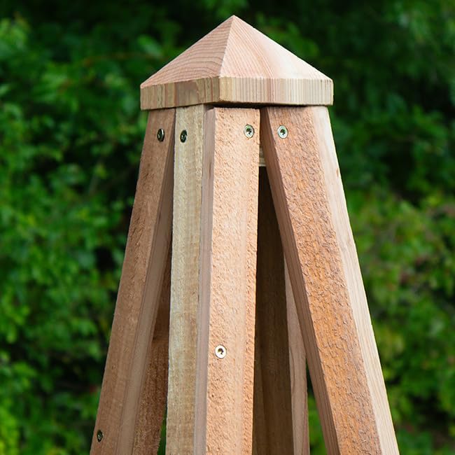 Garden Obelisk Trellis for Climbing Plants, Cedar Pyramid Trellis 46" H, Pack of 2, Sturdy Wooden Garden Trellis for Flowers, Vines, Vertical Plant Support, Outdoor Garden Decor