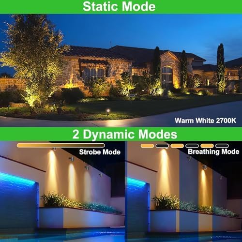 CLY 4-in-1 Solar Spot Lights Outdoor with 14M Cable Solar Powered Landscape Lighting Low Voltage IP66 Waterproof Auto On/Off for Outside Garden Yard Landscape Pathway 2700K Warm White
