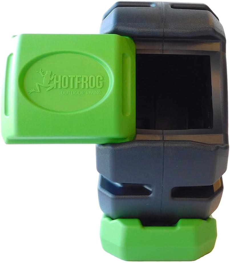 FCMP Outdoor HOTFROG Half Size Rolling Single Chamber Batch Tumbling Composter - Outdoor Rotating Garden Compost Bin (HF-RC2000WB-GRN) Black & Green (19-Gallon)