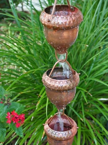 Nutshell Stores Acorn Cups Rain Chain - Copper - 19 Feet