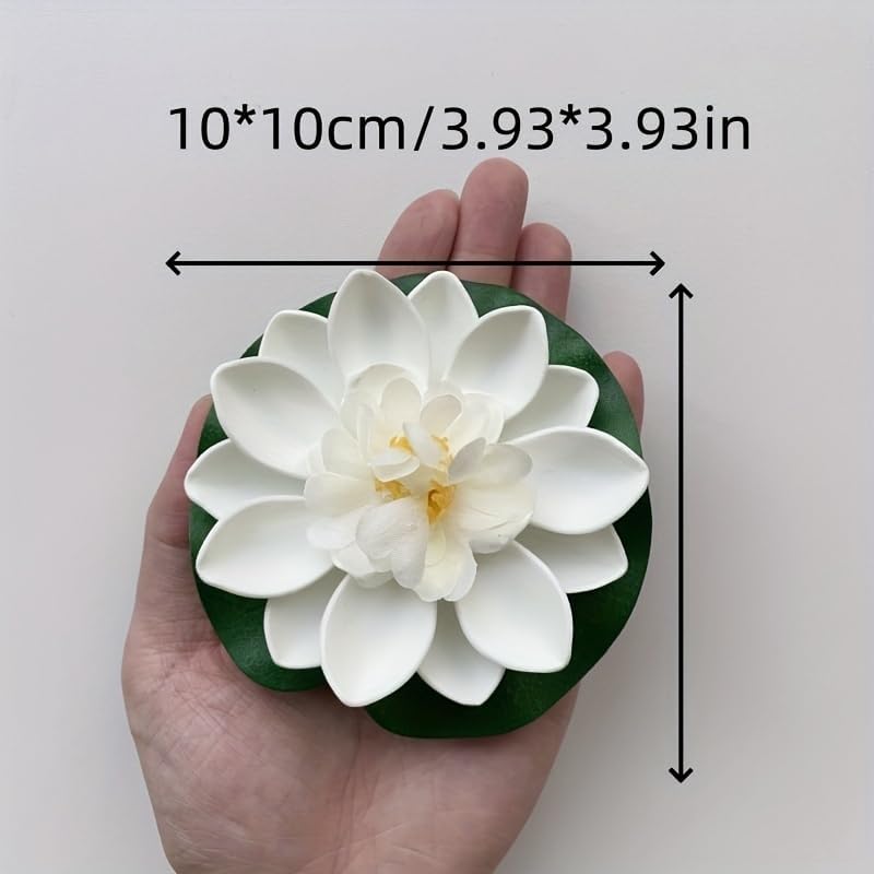 12 Pcs Artificial Floating Foam Lotus Flower with Water Lily Pad, Floating Artificial Lotus Flowers Decor Floating Pond Decor Home Decoration
