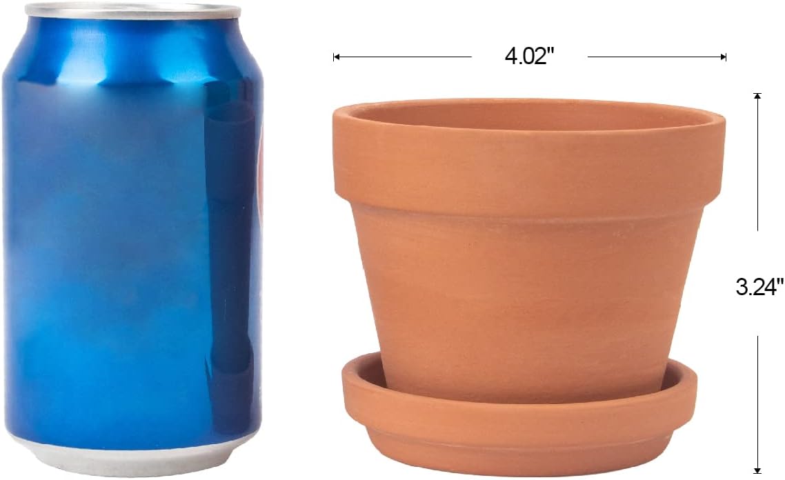 17 Pack 4" Terracotta Planter Pots with Saucer - Clay Ceramic Cactus & Succulent Flower Nursery Garden Pots (4")