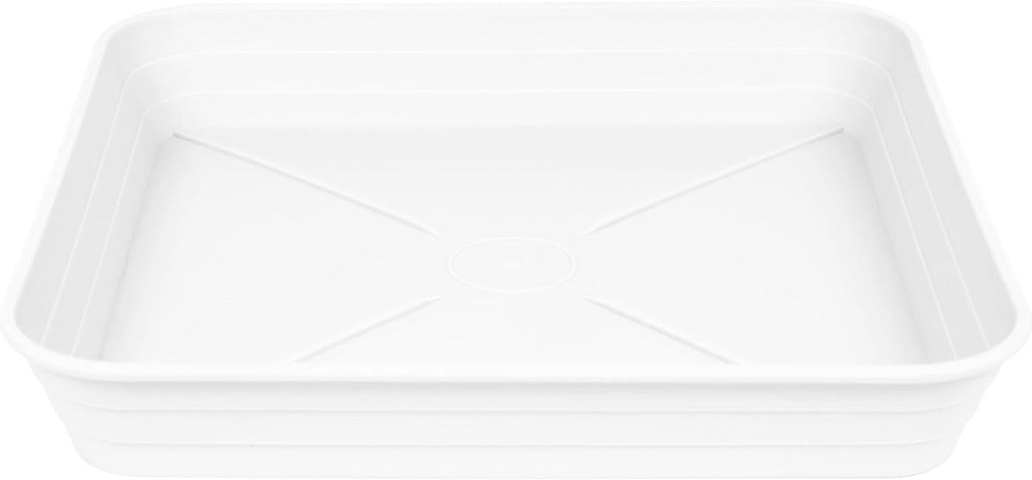 4 Pack Square Plant Saucer Tray 8 inch, 6 8 10 12 14 16 18 20 inch Heavy Duty Plastic Square Plant Saucers for Indoors Outdoor, Flower Planter Drip Trays for Pots, Seed Starting Tray