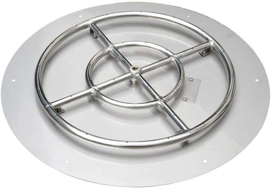 Stanbroil Stainless Steel 24" Round Flat Fire Pit Burner Pan w/18 Fire Ring Installed, BTU 147,000 Max