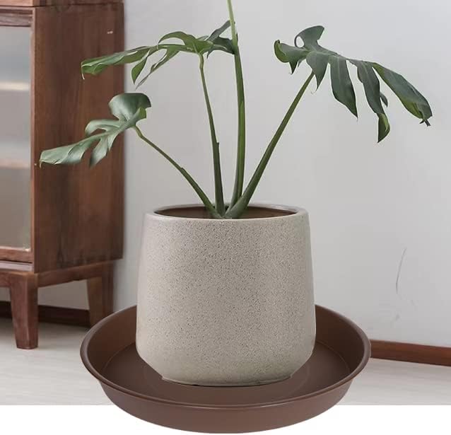 3 Pack of 25 26 inch Plant Saucer (22.7 Inch Base), 4.2" Depth, Large Deep Heavy Duty Plastic Flower Planter Water Trays for Indoors Outdoor, Plant Drip Trays (26", Chocolate)