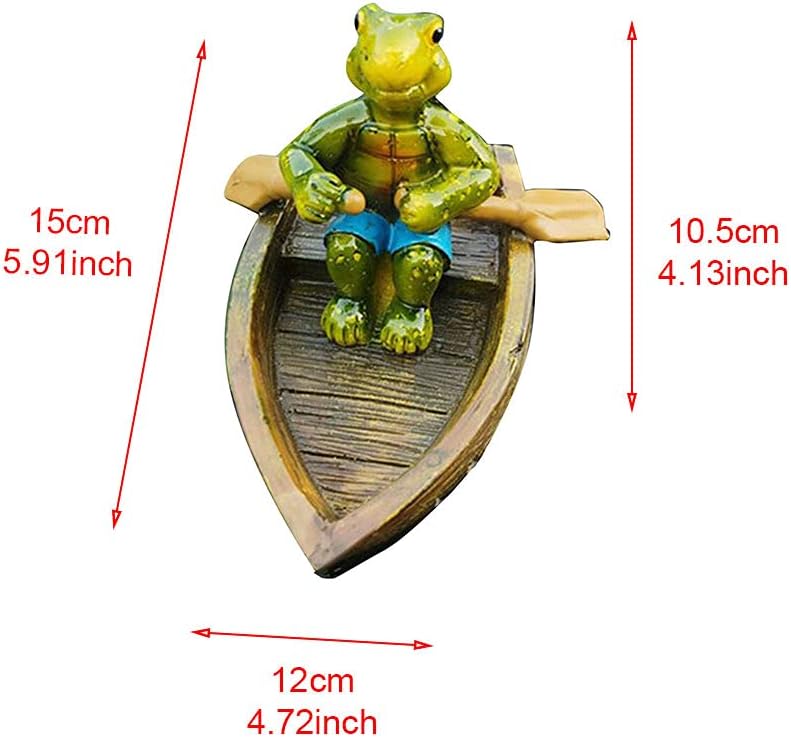 Saycker Water Floating with Frog Ornament Figurine Statue Craft for Home Yard Garden Pond Decoration Photo Prop Gift Rowing(Tortoise Shape)