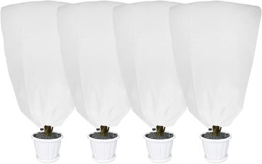 4 Pack Plant Covers Freeze Protection for Winter, 47.2"×31.5" Frost Cloths for Outdoor Plants Cold Weather Blankets with Drawstrings
