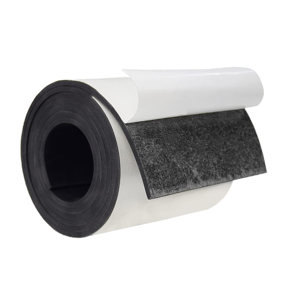 DOBTIM Adhesive Neoprene Solid Rubber Strips 1/8 (.125)" Thick X 4" Wide X 5' Long, Self Stick Sheet Non-Slip Insulation Pads Black Padding Strip Roll