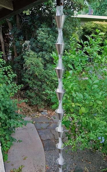 Nutshell Stores Steel Cups Rain Chain - Stainless Steel - 15 Feet