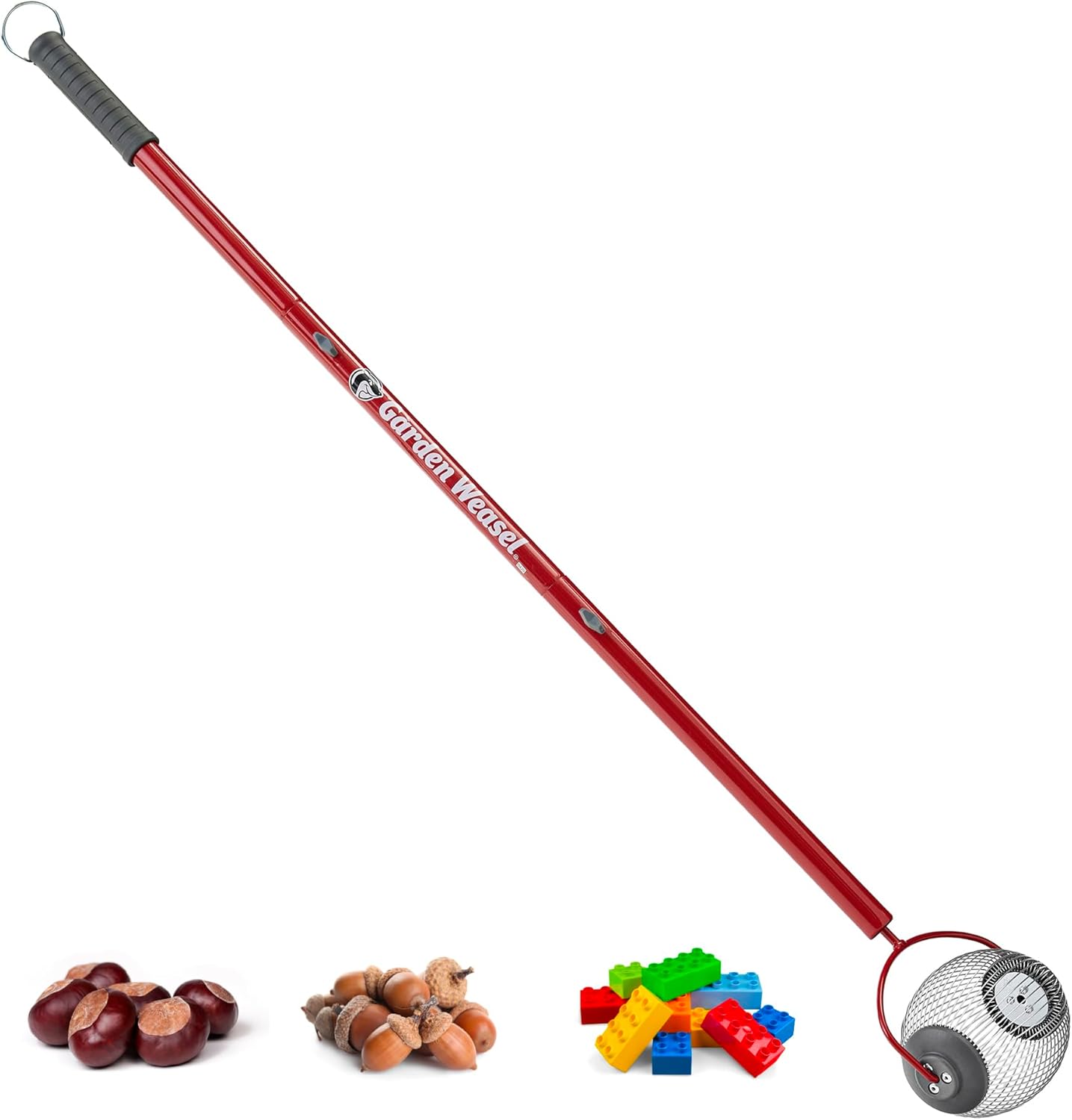 GARDEN WEASEL Small Nut Gatherer Roller – Nut Collector Tool for Acorns, Buckeyes, and Small Debris – Yard Picker Upper with Durable Steel Cage and Ergonomic Handle - Newest Model