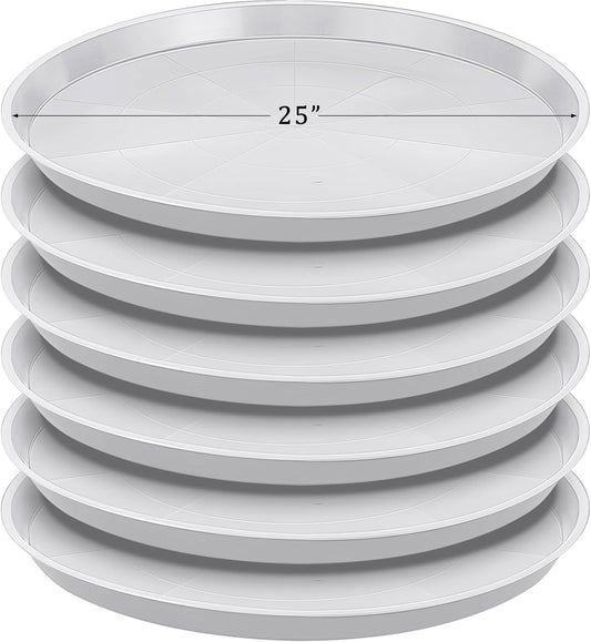 Eccliy 6 Pack Plastic Plant Saucer Heavy Duty Planter Saucers Large Plant Pot Saucers Plastic Water Trays for Indoors and Outdoors Flower Plant Plant Drip (White,25 Inch)