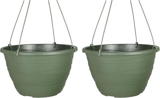 The HC Companies Wrapt Hanging Planters - Lightweight Plant Pot Hanger for Hanging Plants, Vegetables & Herbs - Outdoor & Indoor Hanging Basket for Plants (13" Green, Pack of 2)