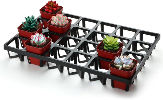 Square Nursery Pot Tray with 24 Cells, 5 Pack Plant Trays for Pots, Flower Pot Moving Tray, Plastic Planting Tray for Carrying Small Plant Pots(120 Cells in Total