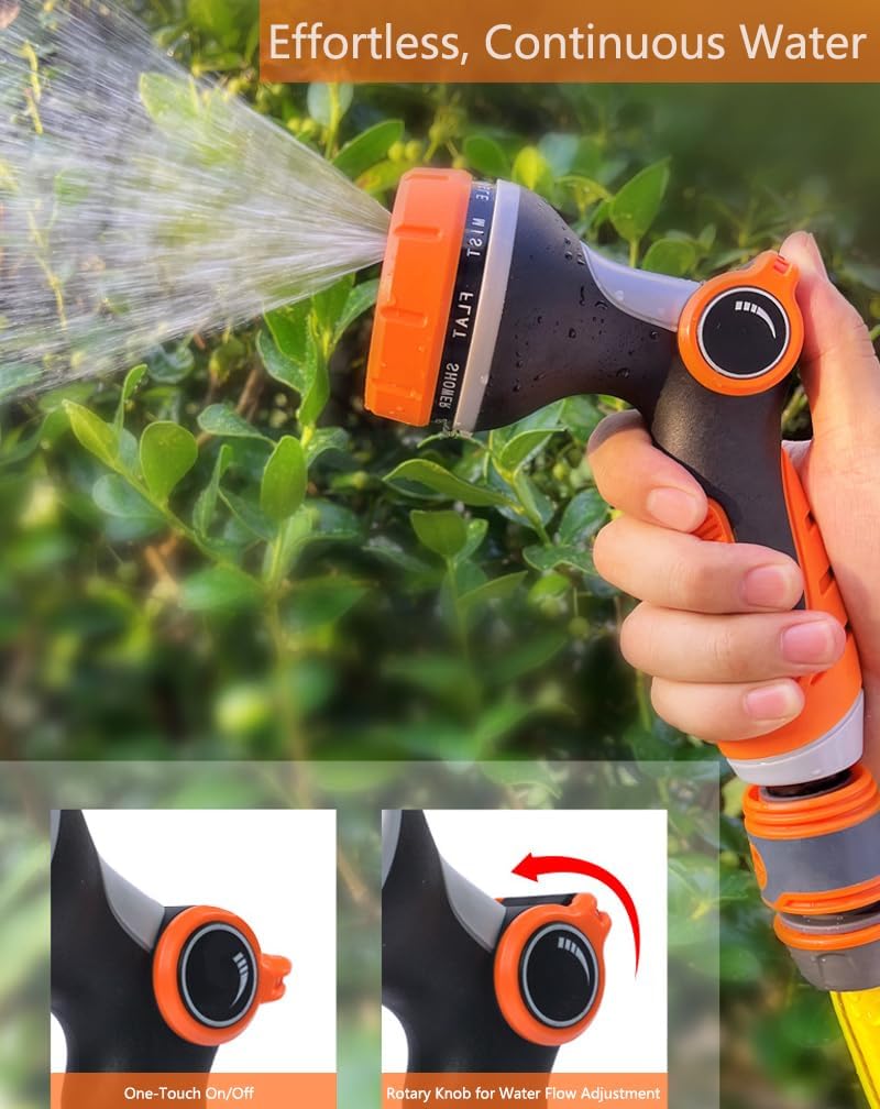 Garden Hose Nozzle Sprayer with 10 Spray Patterns & Thumb Control Valve - Ideal for Pet Showering, Garden Watering, Cleaning, Car Washing & Lawn Greening