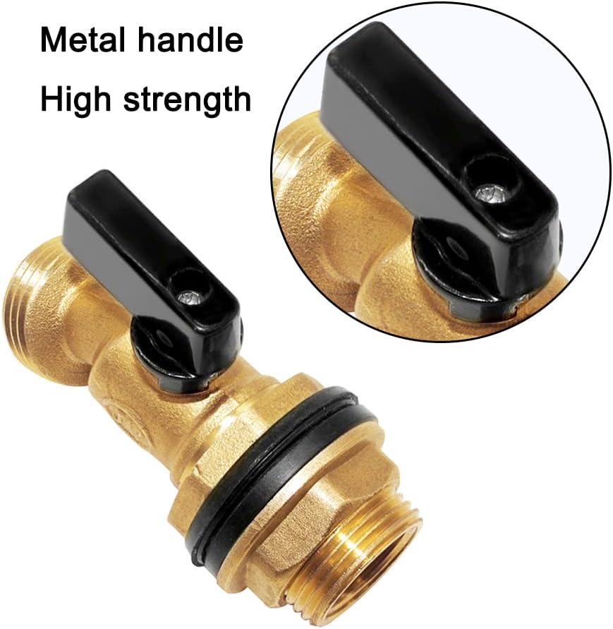 Joywayus Brass Water Container/Rain Barrel Spigot 3/4" Threaded Quarter Turn Ball Valve with Bulkhead Fitting, Suitable for Garden Hose Thread Connection