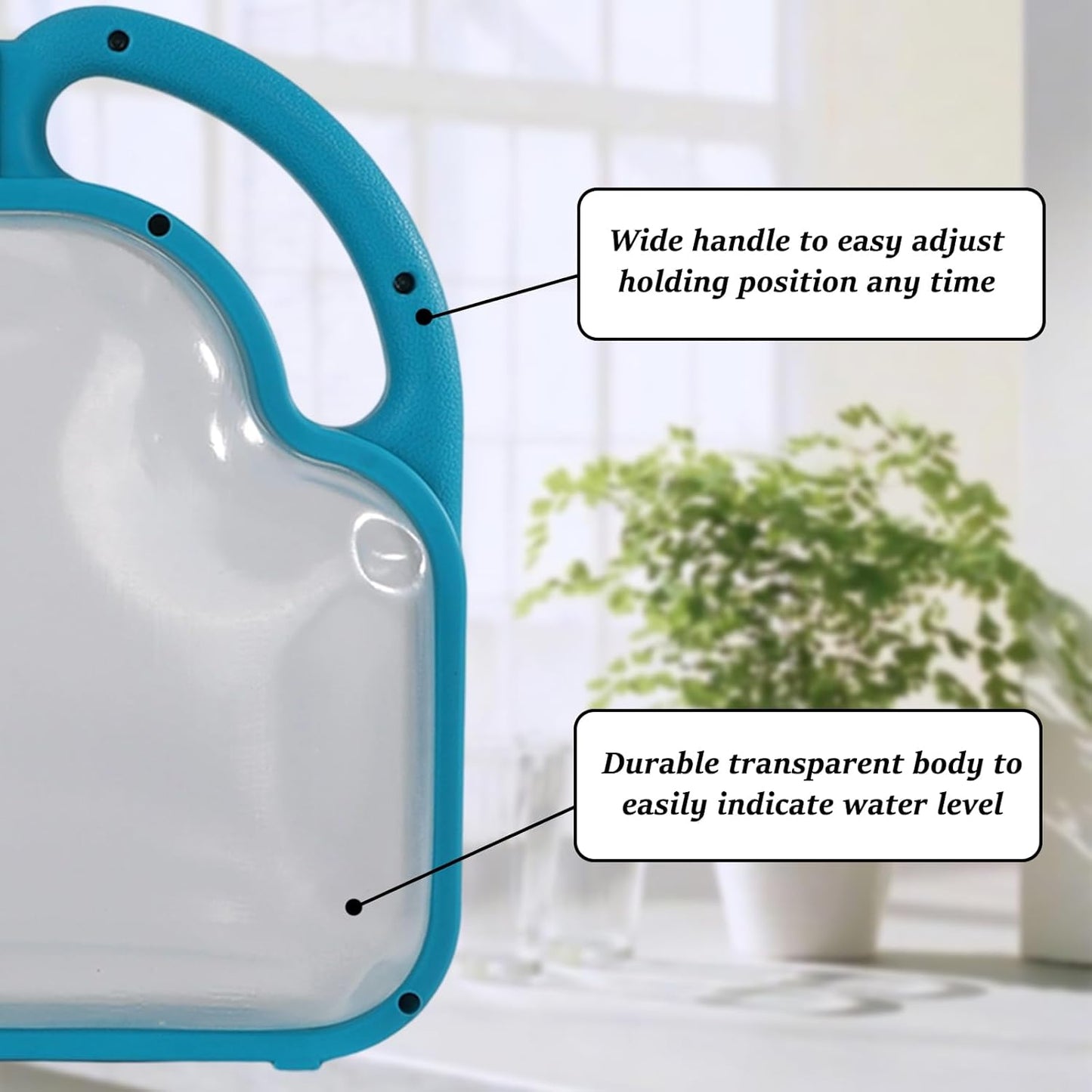 Foldable Watering Can 0.8 Gallon Transparent Plastic with Long Spout & Ergonomic Handle, Compact for Indoor Outdoor Plants（Blue