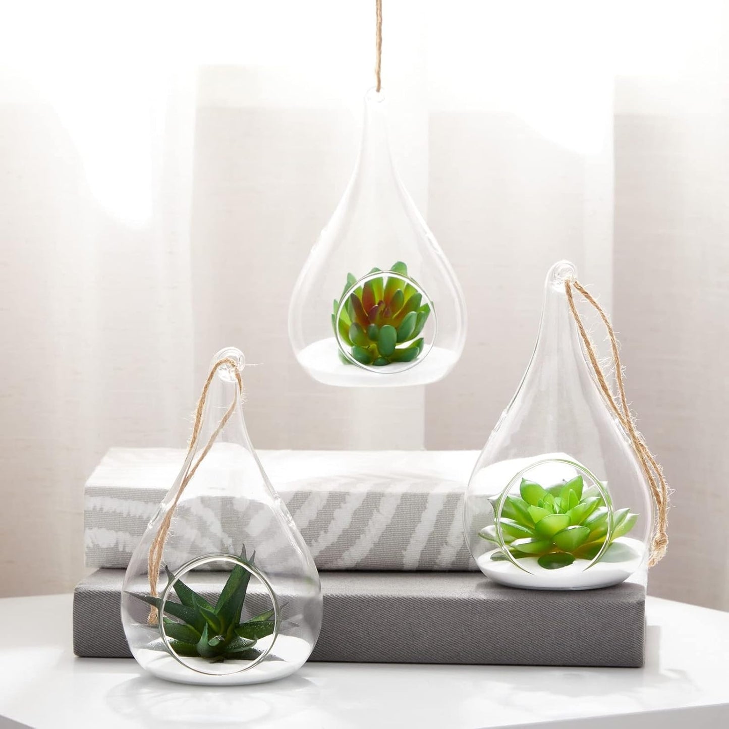 Juvale 5-Pack Hanging Glass Terrarium Containers - Air Plant Holder, Succulent Planter, Tea Light Candle Hangers (3.5x5 in) - Planter Terrariums - Hanging Air Plant Holders