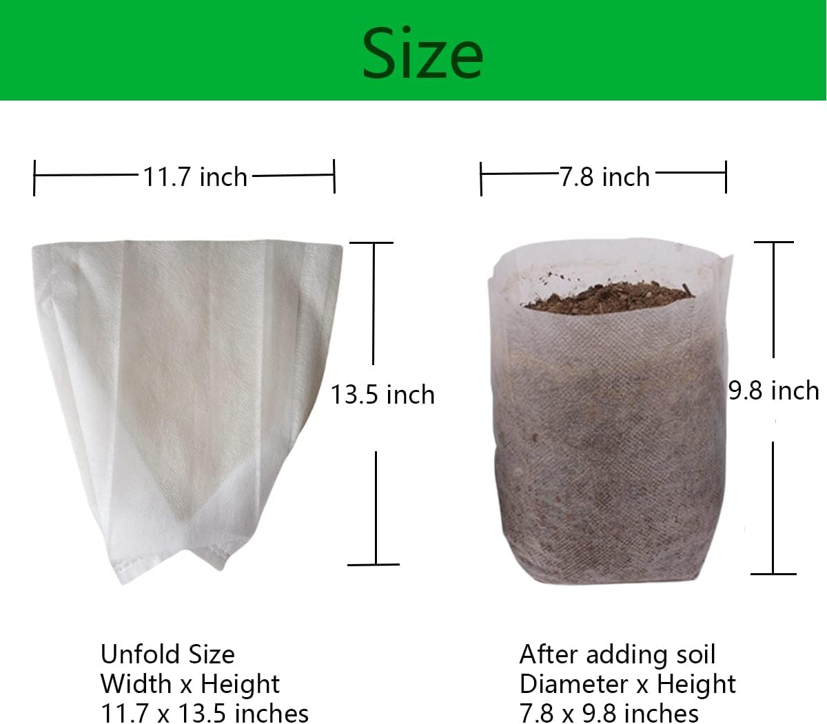 gardtree Plant Nursery Bags 11.7” x 13.5” 50PCS, Non-Woven Biodegradable Plant Grow Bags Fabric Seedling Starter Pots for Vegetable Flower Fruit Saplings Tree, Home Garden Supply