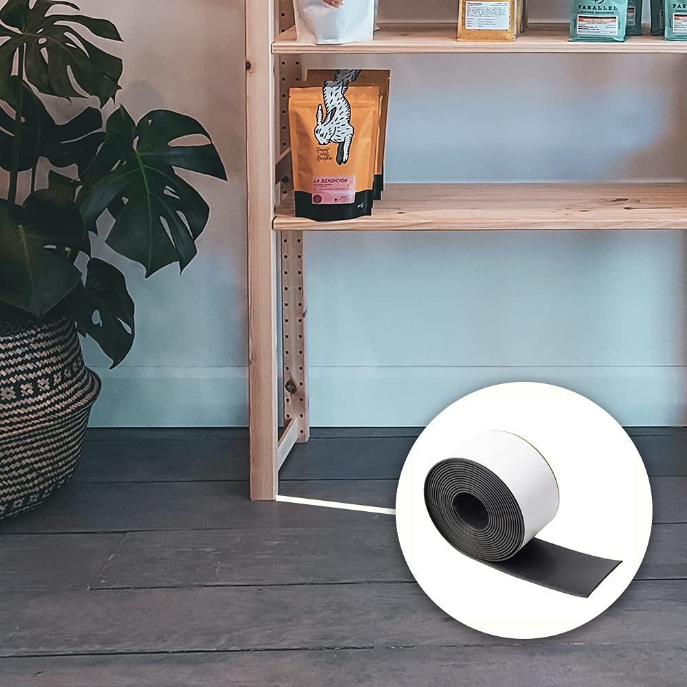 DOBTIM Adhesive Neoprene Solid Rubber Strips 1/8 (.125)" Thick X 3" Wide X 10' Long, Self Stick Neoprene Rubber Sheet Non-Slip Insulation Pads