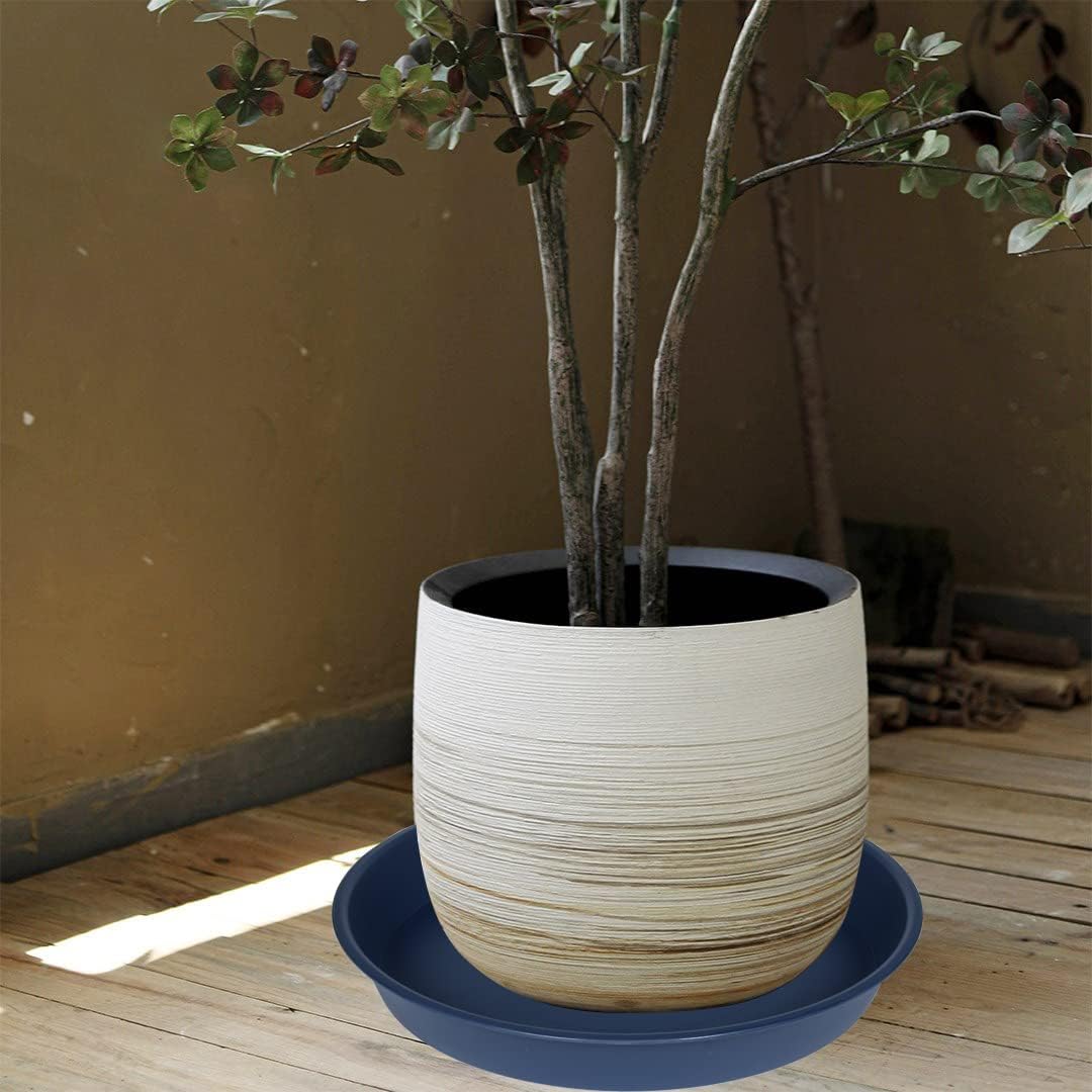 4 Pack of 18 19 inch Plant Saucer Drip Tray (16.6 inch Base), Heavy Duty Deep Plant Saucers for Pots, Plastic Flower Planter Water Trays for Indoors Outdoor (19", Blue)