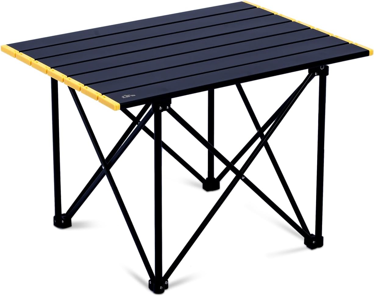 iClimb Ultralight Compact Camping Folding Table with Carry Bag (Reinforced Black - L)