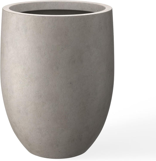 Kante 21.7" H Stone Gray Concrete Tall Planter, Large Decorative Garden Pot with Drainage Hole and Rubber Plug for Outdoor Indoor Plants, Modern Round Style for Home and Garden