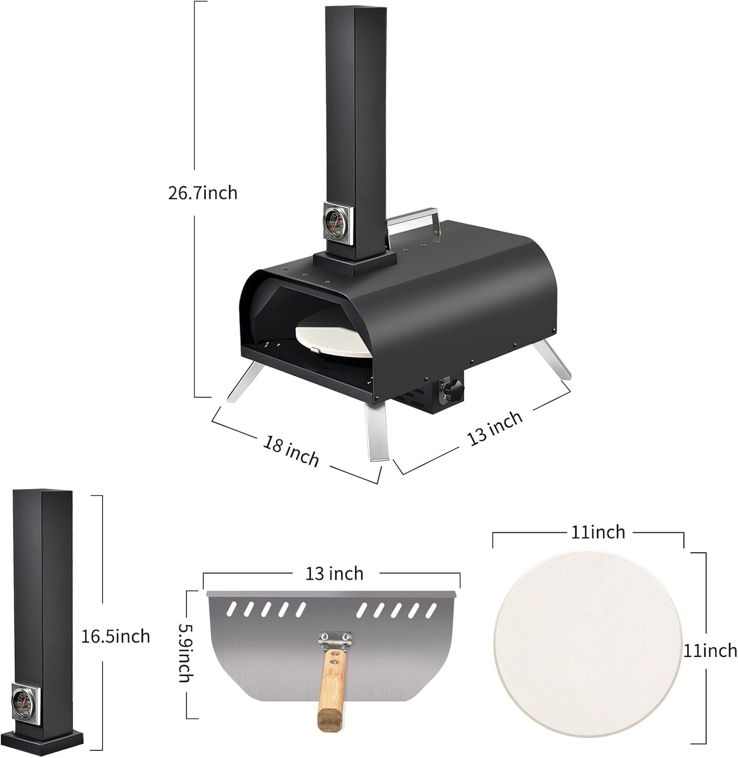 1112 Temp 11-inch Pizza Oven Rotating Pizza Stone 360 ℃ Outdoor Pizza Oven Wood Pizza Oven Outdoor Ovens For The Backyard