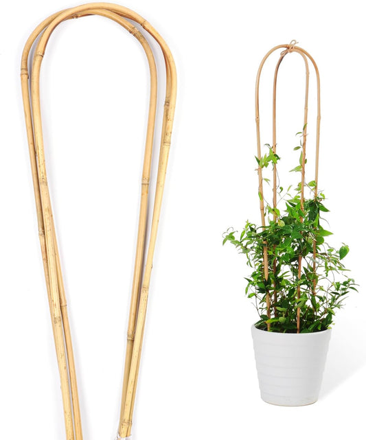 3PCS Natural Bamboo Trellis 3ft for Climbing Plants Indoor Outdoor, Garden Arch Support for Potted Plants Bamboo U Trellis for Vines Ivy Climbing Flowers