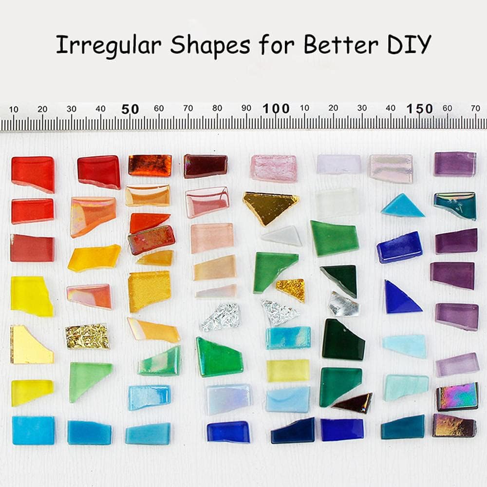 1.1lb Irregular Crystal Mosaic Tiles,Small Mosaic Tile DIY Hobbies Children Handmade Crystal Craft for Crafts Bulk DIY Picture Frames Handmade Jewelry Coaster (Dark Series)