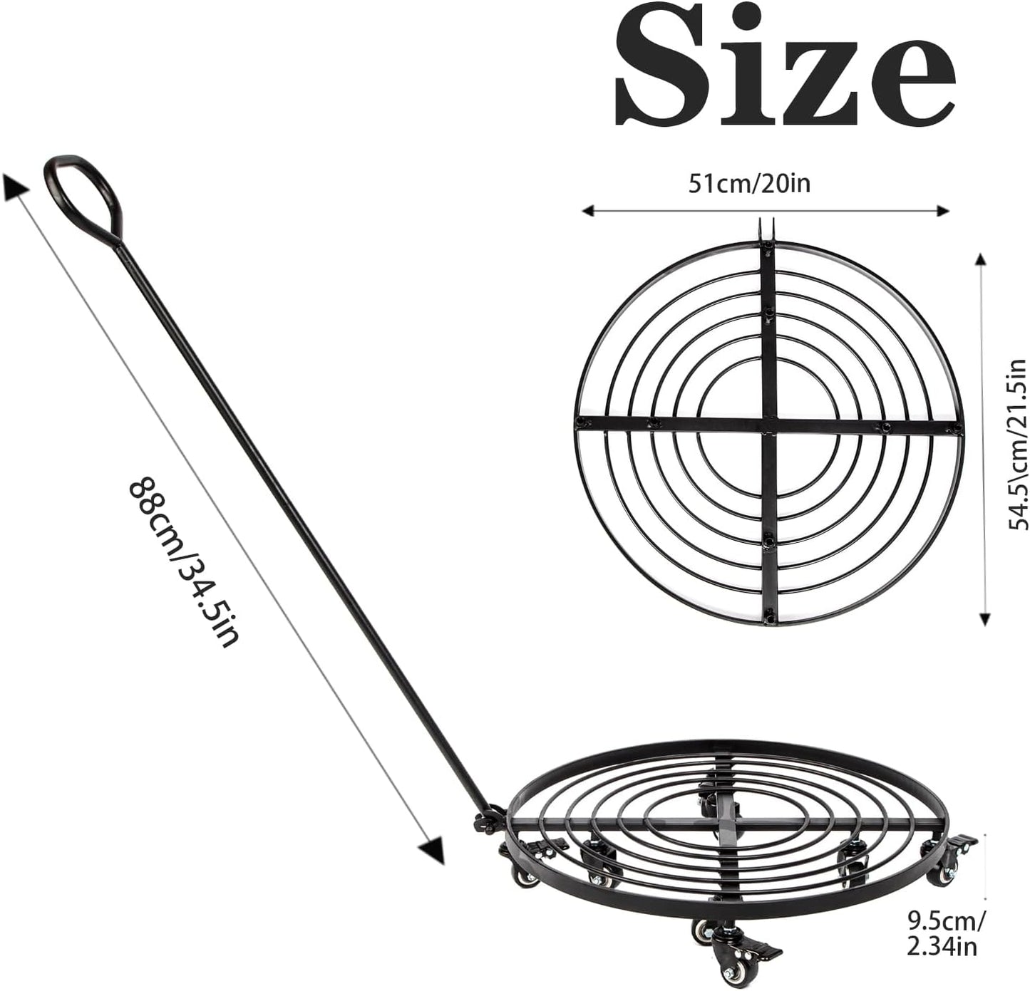 20" Heavy-Duty Plant Dolly with Wheels – Rolling Base for Indoor & Outdoor Use, Detachable Handle, 360° Swivel Wheels, Supports Up to 200 lbs – Ideal for Moving Large Pots & Trees