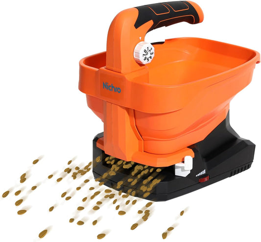 Seed Spreader, USB Rechargeable Handheld Grass Seed Spreader, Fertilizer Spreader with 8 Seed Settings & 6 Speed Levels, Lawn Spreader for Seed, Feed, Weed, and Salt (Battery Included)