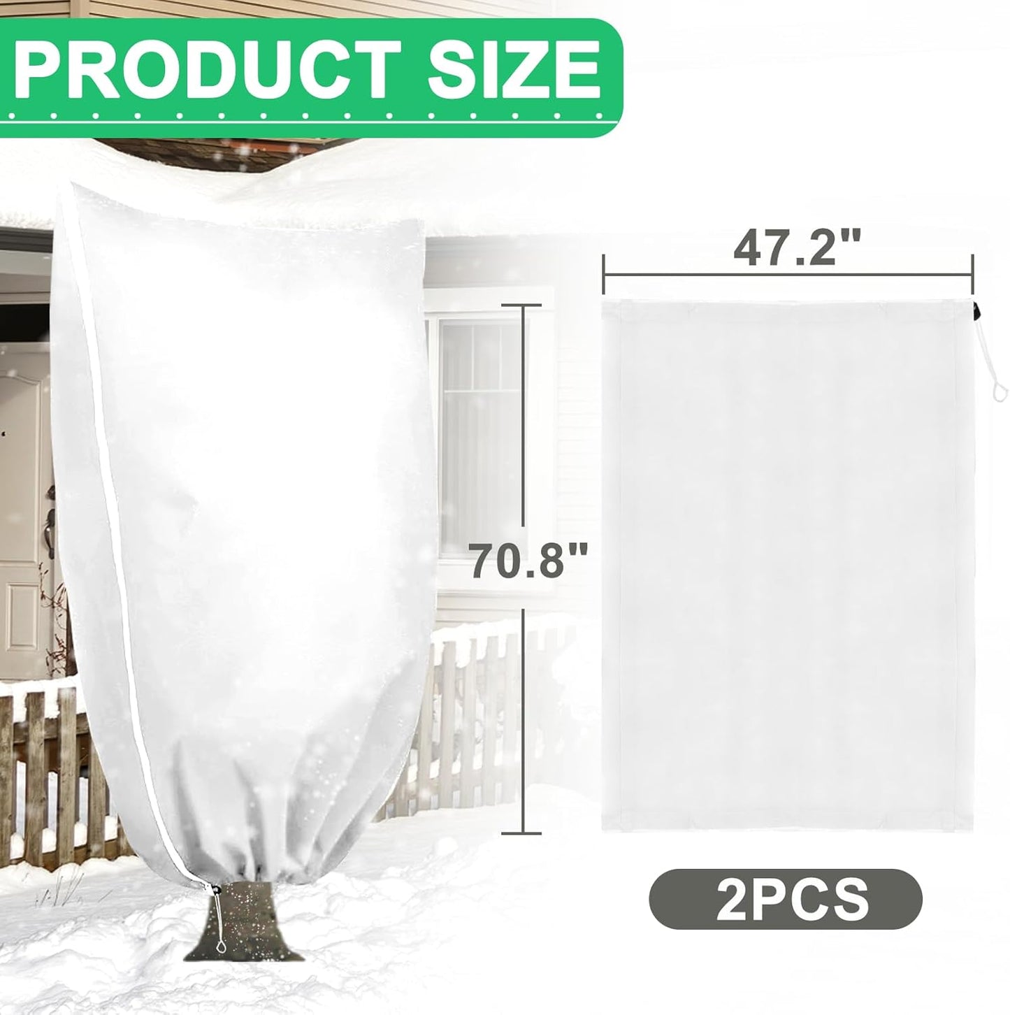 DQS 2 Pack Plant Covers Freeze Protection, 47.2" x70.8" Winter Frost Protection Blankets Frost Cloth,Suitable for Outdoor Winter Frost, Cold Weather, shrubs, Trees, Jackets, and coverings