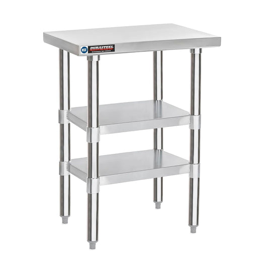 DuraSteel Food Prep Stainless Steel Table - 24 x 18 Inch Commercial Metal Workbench with Adjustable Under Shelf - NSF Certified - for Restaurant, Warehouse, Home, Kitchen, Garage